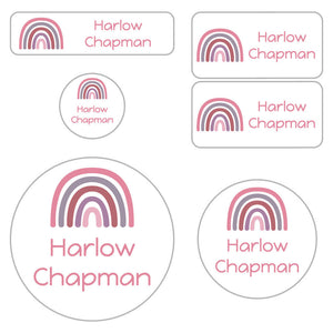 preschool labels pack neutral rainbow rosy glow