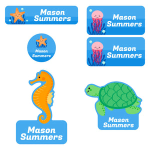 preschool labels pack sea animals