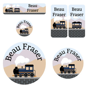 preschool labels pack train navy