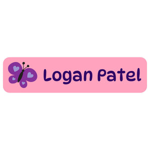 rectangle name labels butterfly pink