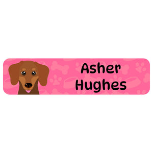 rectangle name labels dogs pink