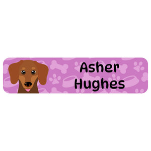 rectangle name labels dogs purple