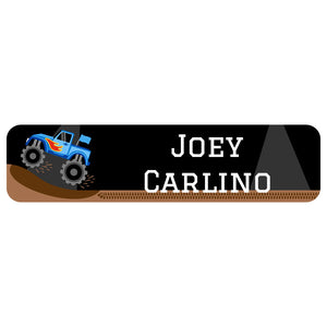 rectangle name labels monster truck blue