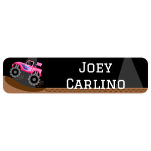 rectangle name labels monster truck pink