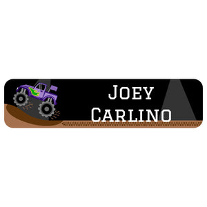 rectangle name labels monster truck purple