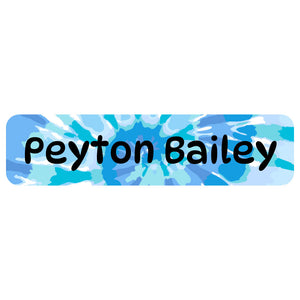 rectangle name labels tie-dye art blue