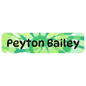 rectangle name labels tie-dye art green