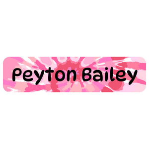 rectangle name labels tie-dye art pink