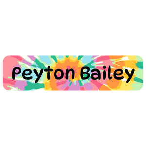 rectangle name labels tie-dye art rainbow