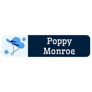 small rectangle name labels western blue