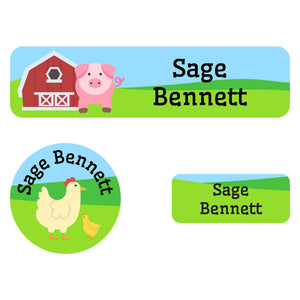 sample labels pack farm animals