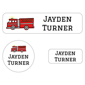 sample labels pack fire truck