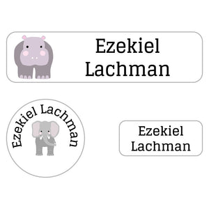 sample labels pack zoo animals