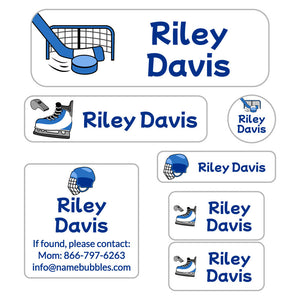 school labels pack hockey blue