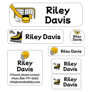 school labels pack hockey gold