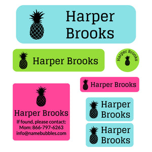 pineapple black school labels pack