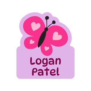 custom shape name labels butterfly purple