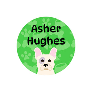 circle name labels dogs green