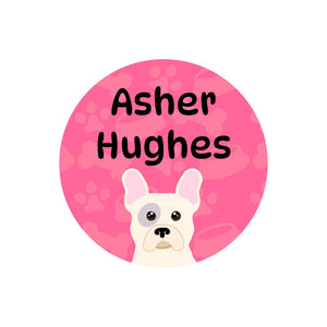 circle name labels dogs pink