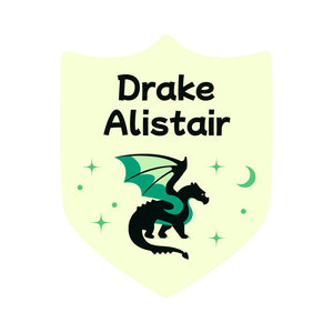 custom shape name labels dragon green