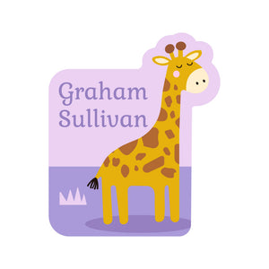 giraffe shape name labels purple