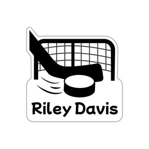 custom name labels hockey black white