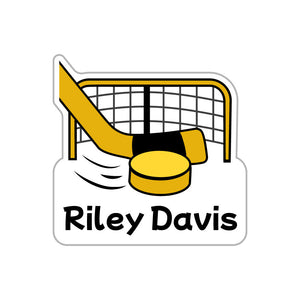 custom name labels hockey gold