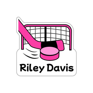 custom name labels hockey pink