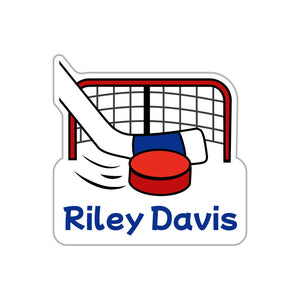 custom name labels hockey red blue