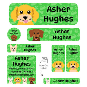 sleepaway labels pack dogs green