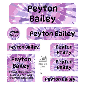 sleepaway labels pack tie-dye art purple