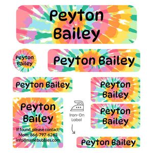 sleepaway labels pack tie-dye art rainbow