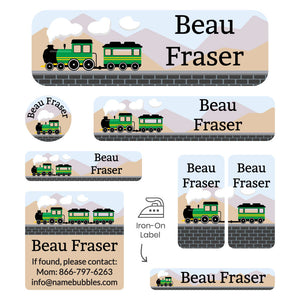 sleepaway camp labels pack train green