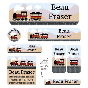 sleepaway camp labels pack train maroon