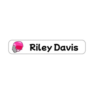 slim rectangle iron-on clothing labels hockey pink