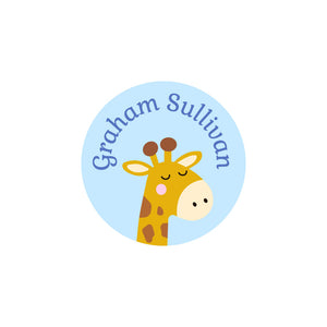 circle clothing labels giraffe blue