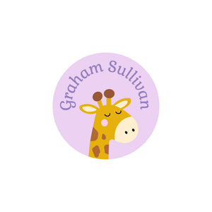 circle clothing labels giraffe purple