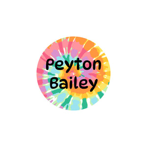 circle clothing labels tie-dye art rainbow