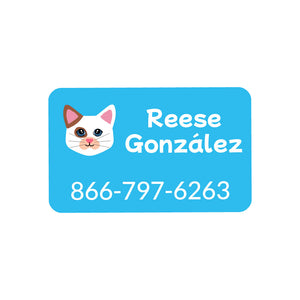 cats blue rectangle iron-on clothing labels