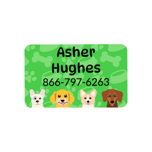 rectangle iron-on clothing labels dogs green