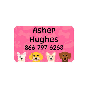 rectangle iron-on clothing labels dogs pink