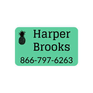 pineapple black rectangle iron-on clothing labels