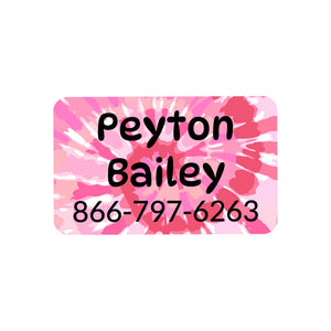 rectangle iron-on clothing labels tie-dye art pink