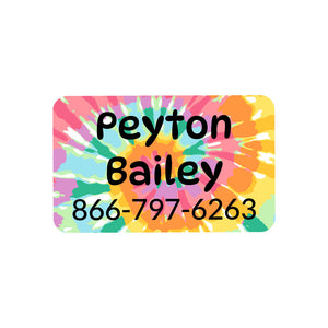 rectangle iron-on clothing labels tie-dye art rainbow