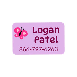 rectangle iron-on clothing labels butterfly purple