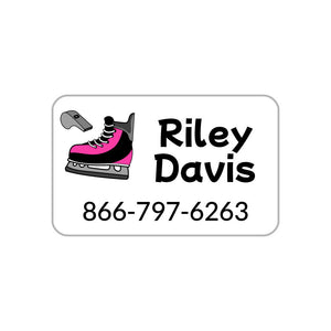 rectangle iron-on clothing labels hockey pink