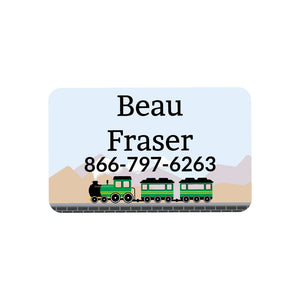 rectangle iron-on clothing labels train green