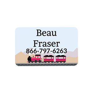 rectangle iron-on clothing labels train pink