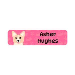 small rectangle name labels dogs pink