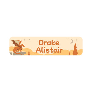 small rectangle name labels dragon orange